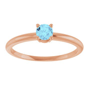 14K Rose Natural Aquamarine Ring