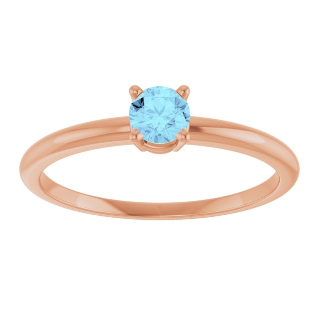 14K Rose Natural Aquamarine Ring