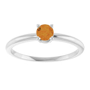 Platinum Natural Citrine Ring
