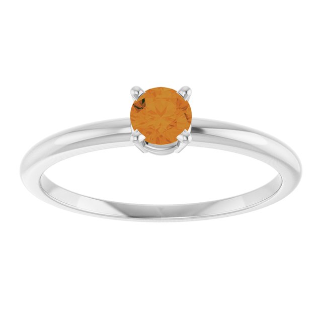 Platinum Natural Citrine Ring