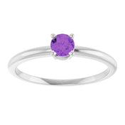 14K White Natural Amethyst Ring