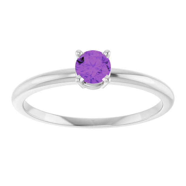 14K White Natural Amethyst Ring