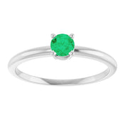14K White Lab-Grown Emerald Ring