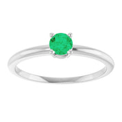 14K White Lab-Grown Emerald Ring