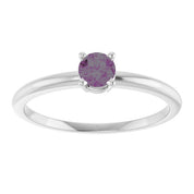 14K White Lab-Grown Alexandrite Ring