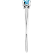 14K White Natural Swiss Blue Topaz Ring