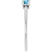 14K White Natural Swiss Blue Topaz Ring