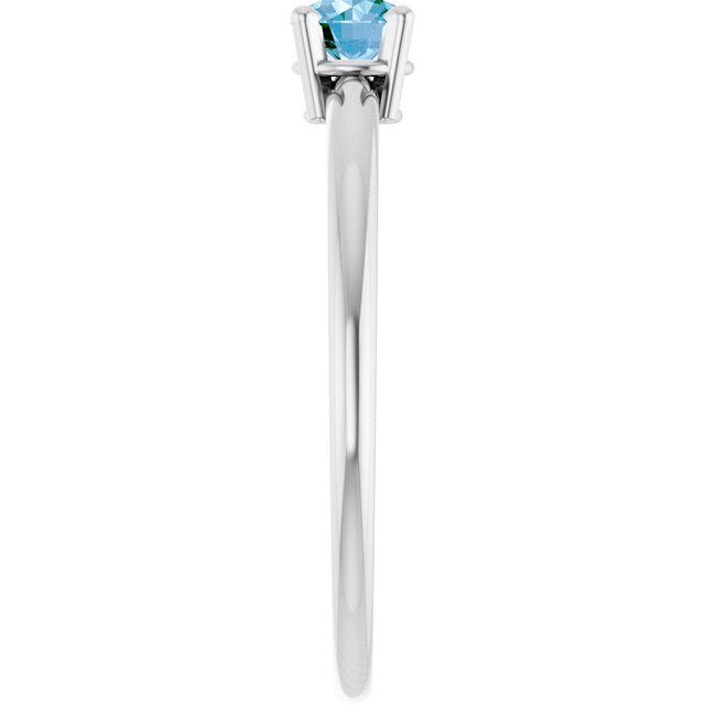 14K White Natural Swiss Blue Topaz Ring