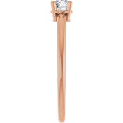 14K Rose Natural White Sapphire Ring