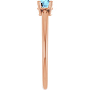 14K Rose Natural Aquamarine Ring