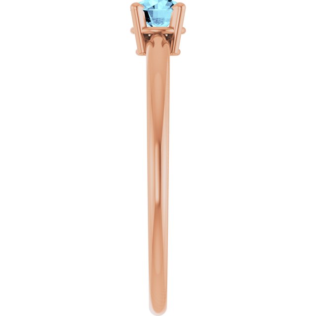 14K Rose Natural Aquamarine Ring