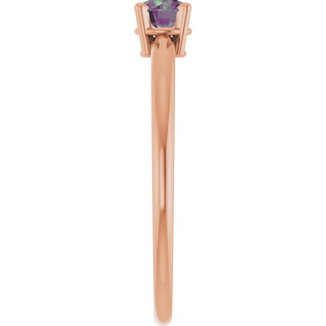 14K Rose Lab-Grown Alexandrite Ring
