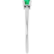 14K White Lab-Grown Emerald Ring