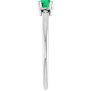14K White Lab-Grown Emerald Ring