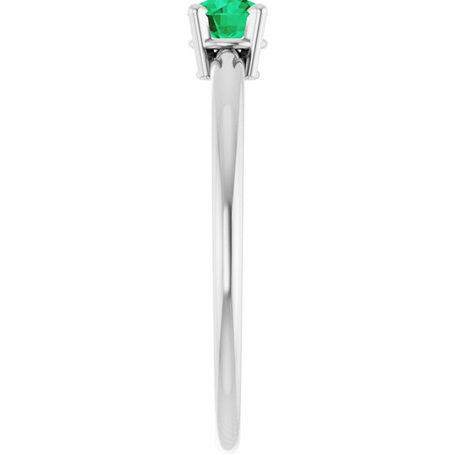 14K White Lab-Grown Emerald Ring