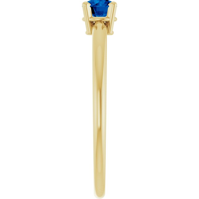14K Yellow Lab-Grown Blue Sapphire Ring