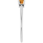 14K White Natural Citrine Ring