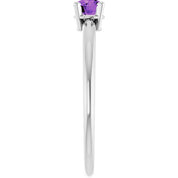 14K White Natural Amethyst Ring