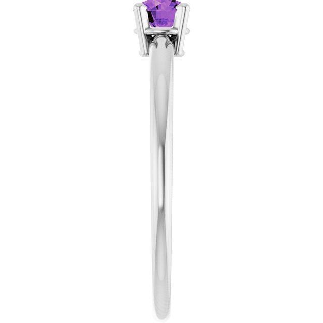 14K White Natural Amethyst Ring