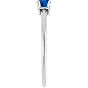 14K White Lab-Grown Blue Sapphire Ring