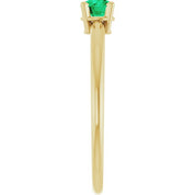 14K Yellow Lab-Grown Emerald Ring
