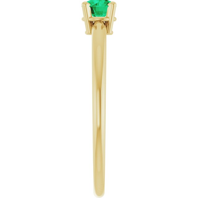 14K Yellow Lab-Grown Emerald Ring