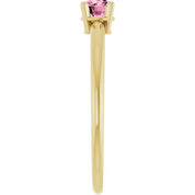 14K Yellow Imitation Pink Tourmaline Ring