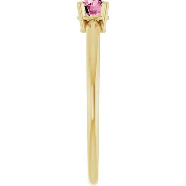 14K Yellow Imitation Pink Tourmaline Ring