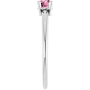 14K White Natural Pink Tourmaline Ring