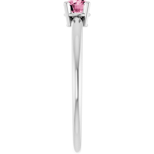 14K White Natural Pink Tourmaline Ring