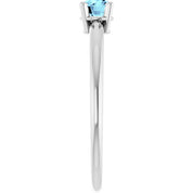 14K White Natural Aquamarine Ring