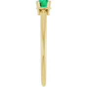 14K Yellow Lab-Grown Emerald Ring