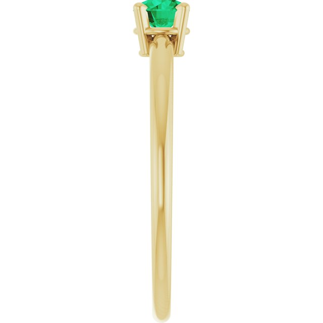 14K Yellow Lab-Grown Emerald Ring