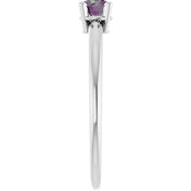 14K White Lab-Grown Alexandrite Ring