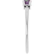 14K White Lab-Grown Alexandrite Ring