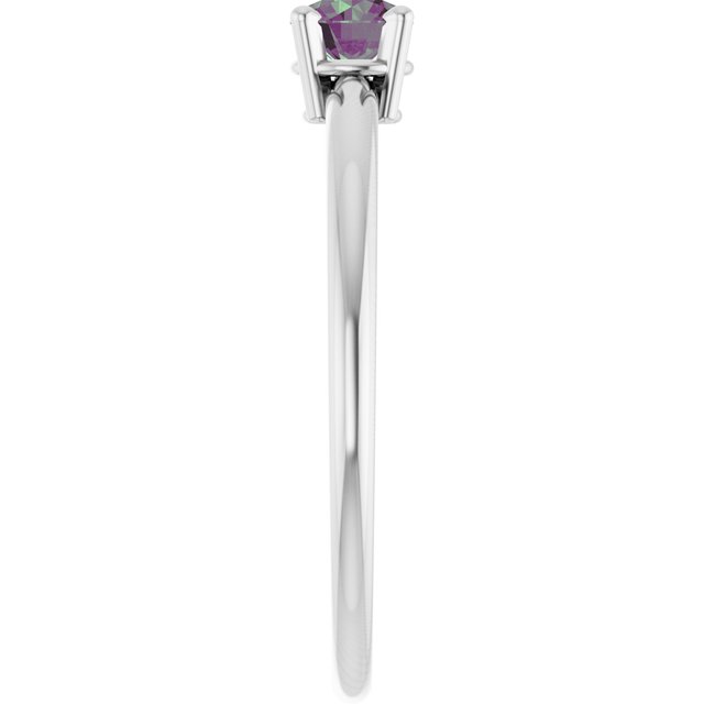 14K White Lab-Grown Alexandrite Ring