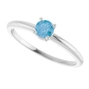 14K White Natural Swiss Blue Topaz Ring