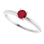 14K White Lab-Grown Ruby Ring