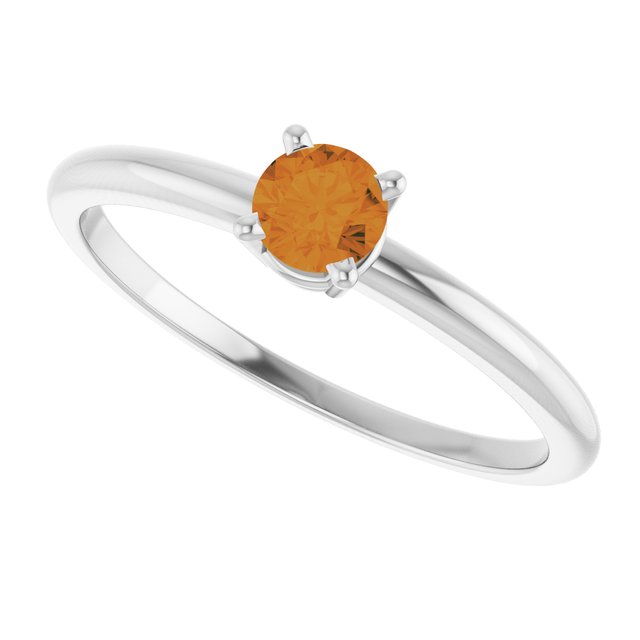 Platinum Natural Citrine Ring
