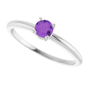 14K White Natural Amethyst Ring