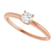 14K Rose Natural White Sapphire Ring