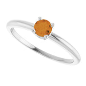 14K White Natural Citrine Ring