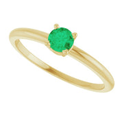 14K Yellow Lab-Grown Emerald Ring