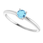 14K White Natural Aquamarine Ring