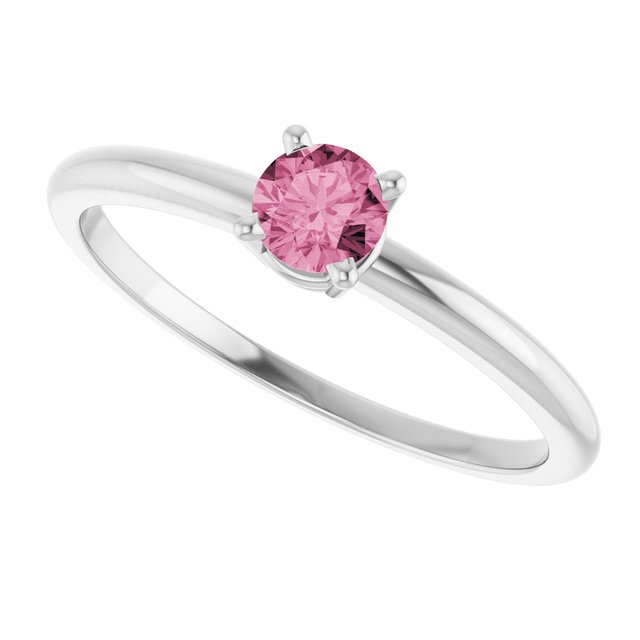 14K White Natural Pink Tourmaline Ring