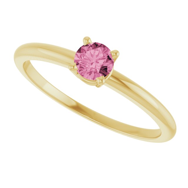 14K Yellow Imitation Pink Tourmaline Ring
