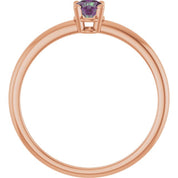14K Rose Lab-Grown Alexandrite Ring