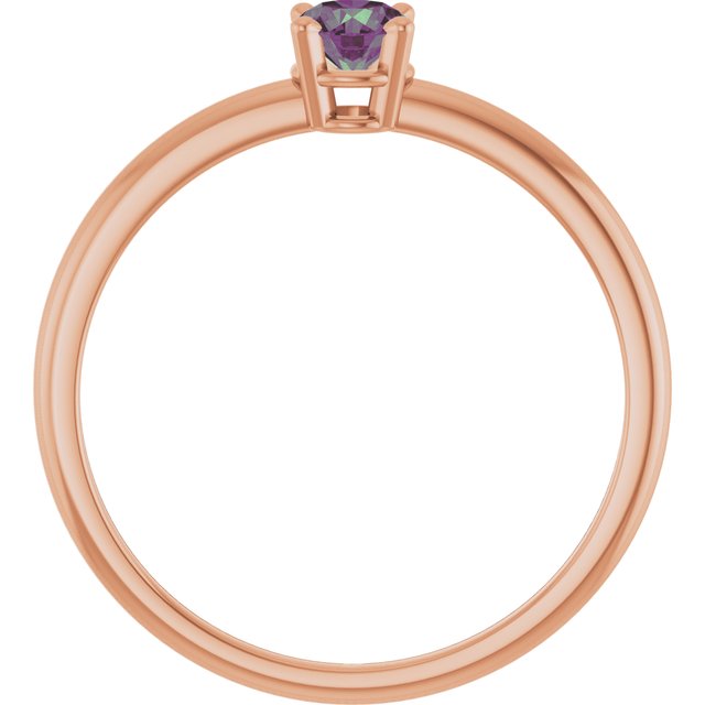 14K Rose Lab-Grown Alexandrite Ring