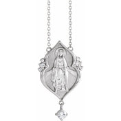 Platinum .08 CTW Natural Diamond Miraculous Mary 18" Necklace