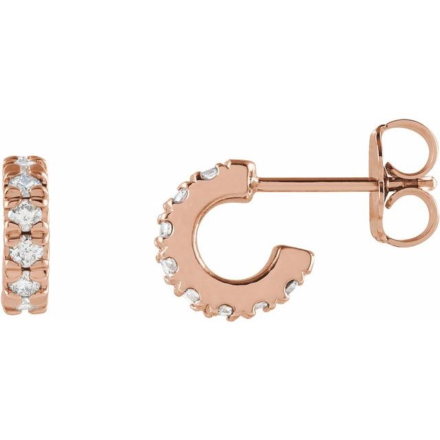 14K Rose 1/4 CTW Lab-Grown Diamond French-Set Huggie Hoop Earrings